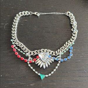 Bold Red and Green Necklace with Striking Pendant